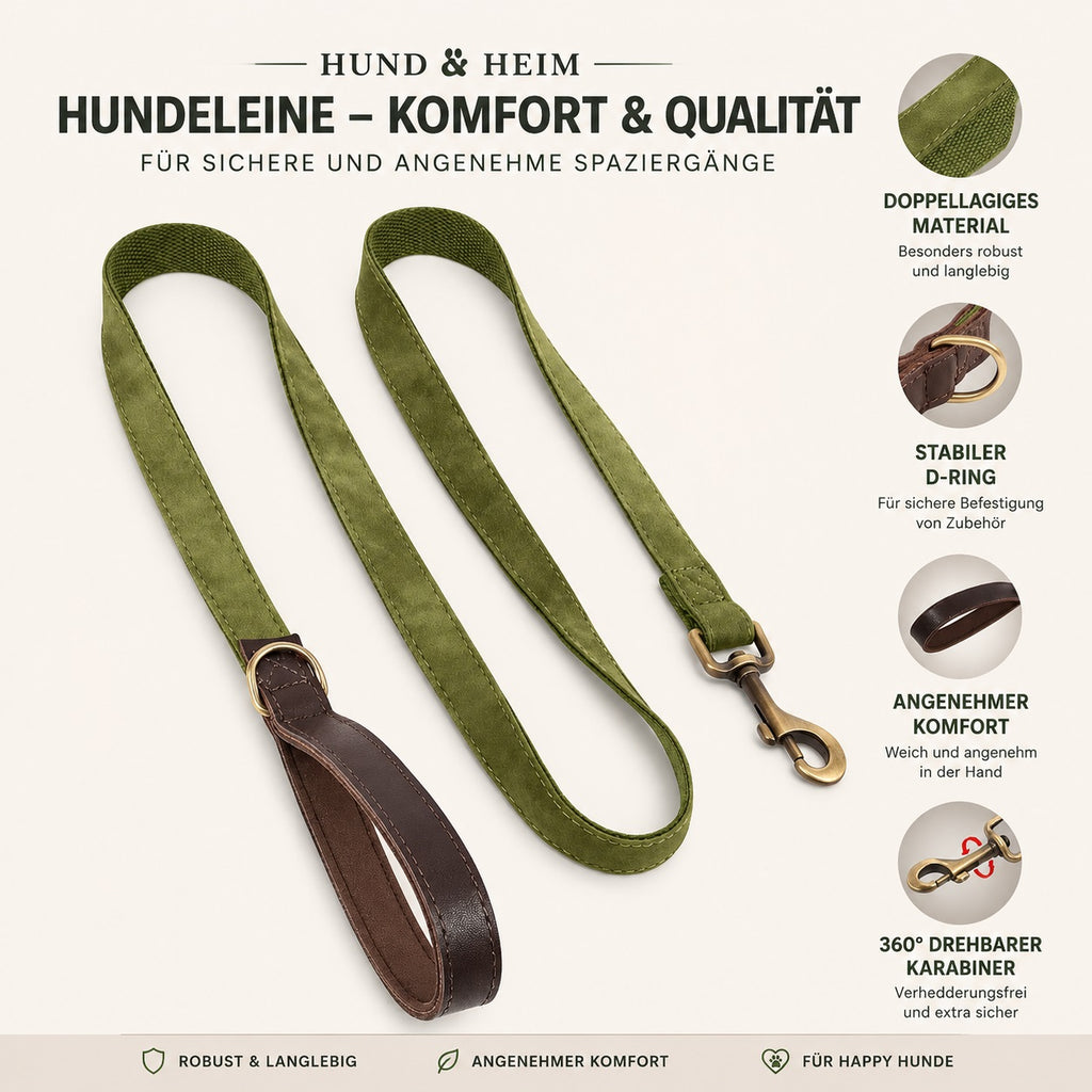 Hund & Heim Komfort Hundeleine – Elegant, weich & sicher für tägliche Spaziergänge