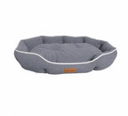 Orthopädisches Premium Hundebett in Graphitgrau mit extra weicher Polsterung, erhöhtem Rand und pflegeleichtem Bezug für kleine und große Hunde.