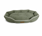 Orthopädisches Premium Hundebett in Salbeigrün mit weicher Liegefläche, erhöhtem Rand und komfortabler Polsterung für einen erholsamen Hundeschlaf.