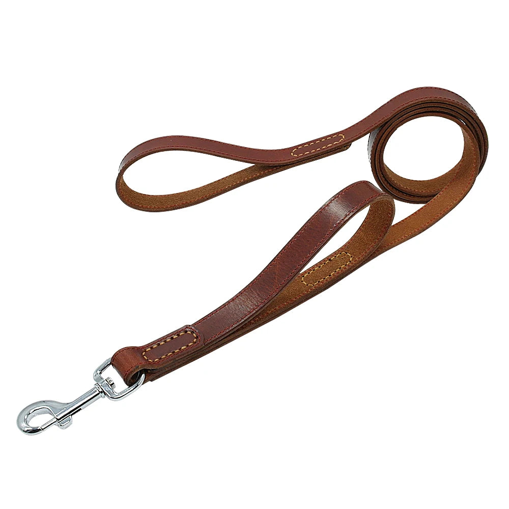 Hund & Heim Premium Leder-Hundeleine 175 cm – 2 Griffe