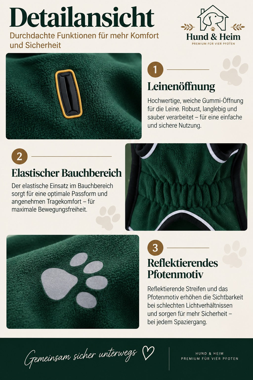 Hund & Heim Premium Fleece-Hundemantel – Warm, Winddicht & Wasserdicht