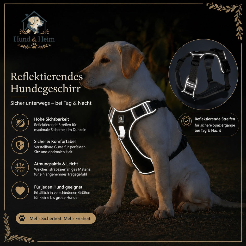 Hund & Heim Hundegeschirr aus robustem 1680D Oxford Stoff, langlebig, komfortabel und strapazierfähig