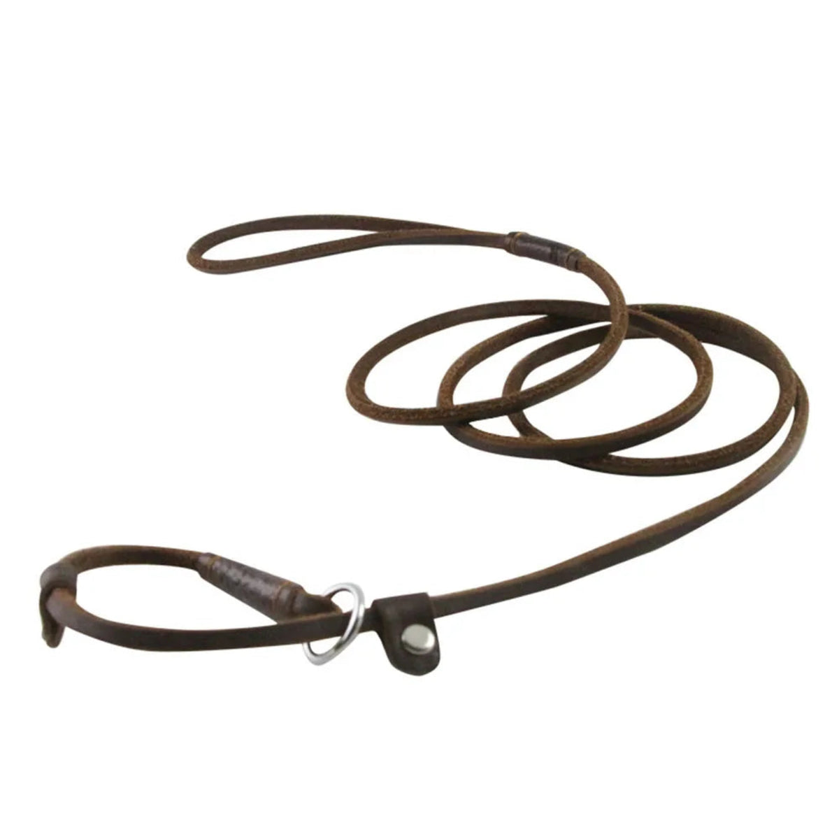 Hund & Heim Premium Leder-Schlupfleine in Braun, 160 cm, mit Schlupfschlaufe und Ledergriff