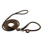 Hund & Heim Premium Leder-Schlupfleine in Braun, 160 cm, aufgerollt
