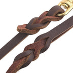 Geflochtene braune Leder Hundeleine mit hochwertigem Karabiner – robuste und elegante Leine für Hunde von Hund & Heim.