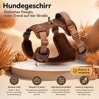 Premium Hundegeschirr in Braun mit verstellbaren Gurten und gepolsterter Passform