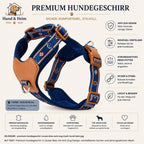 Premium Hundegeschirr in Ocean Blau mit Anti-Zug-Design, verstellbaren Gurten und atmungsaktivem Mesh